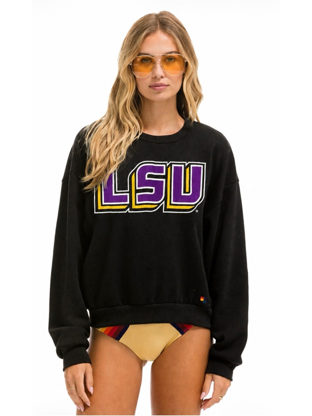 Aviator Nation  LSU RELAXED CREW SWEATSHIRT - BLACK Size M